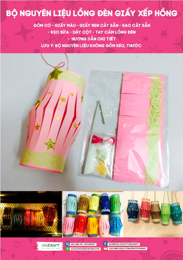 Bộ kit lồng đèn giấy xếp hồng