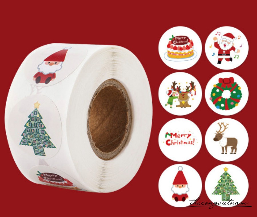 Sticker tròn Giáng Sinh (500 tem)- Mẫu 1