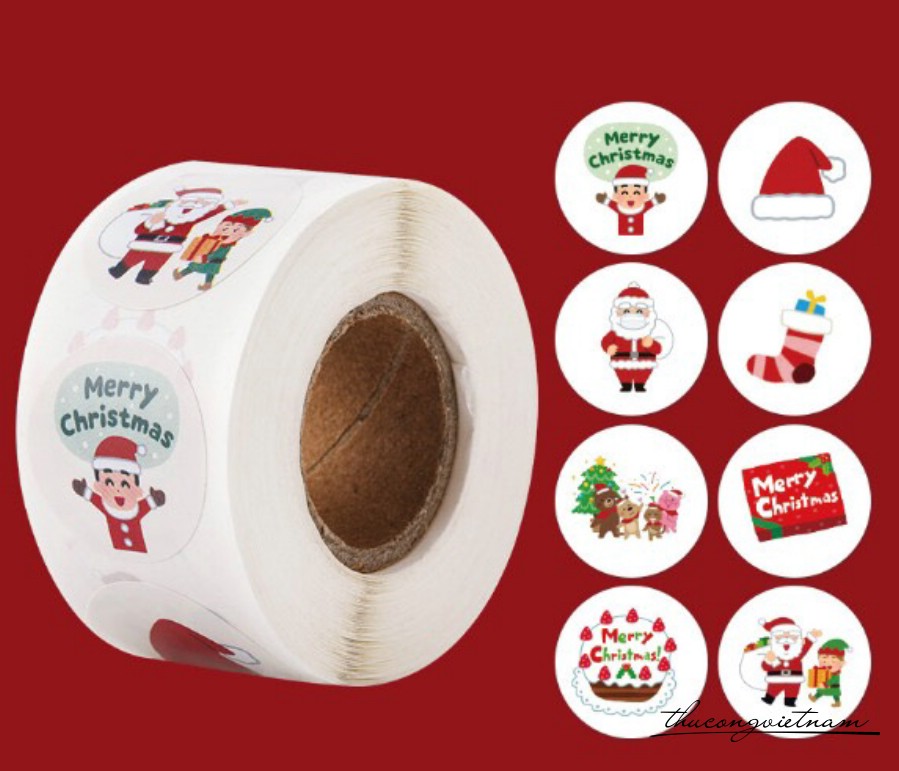 Sticker tròn Giáng Sinh (500 tem)- Mẫu 3