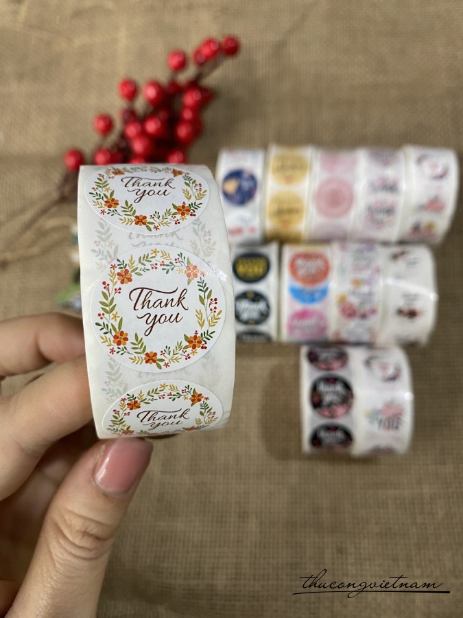 Sticker tròn Thank You (500 tem)- Mẫu 1