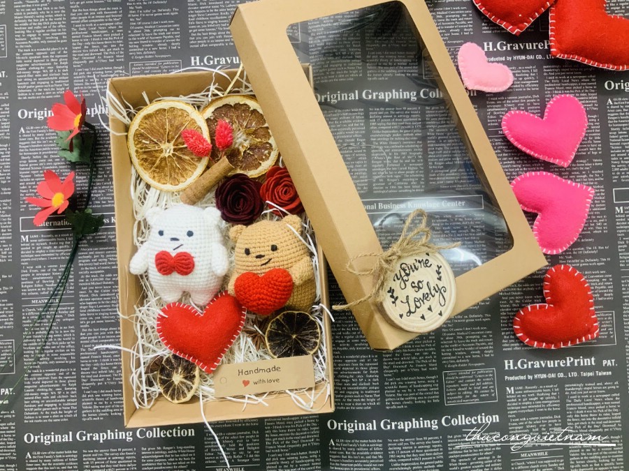 Hộp quà Amigurumi ngọt ngào-Gấu nâu