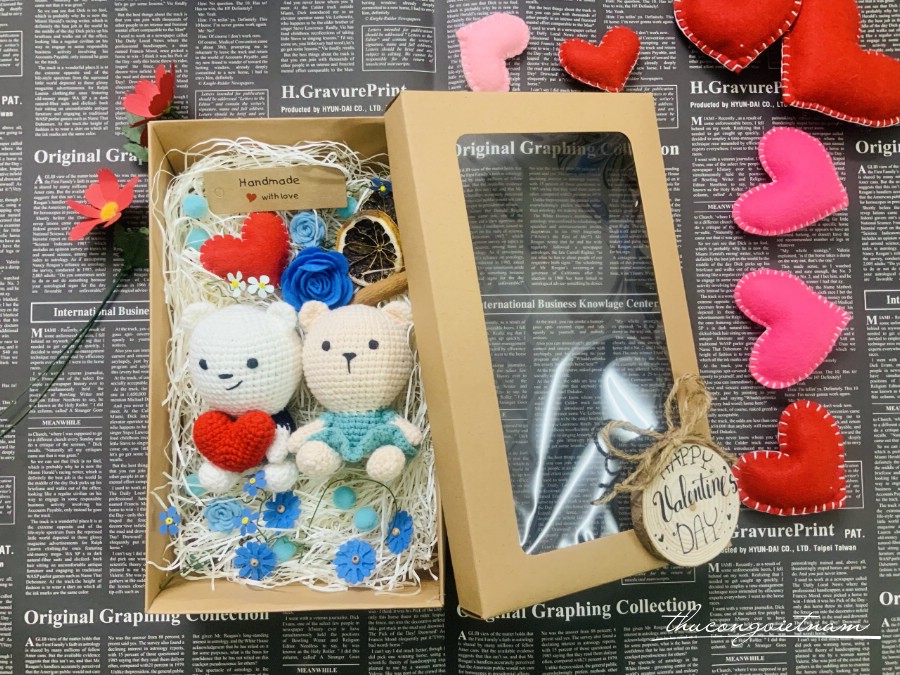 Hộp quà Amigurumi ngọt ngào-Gấu xanh