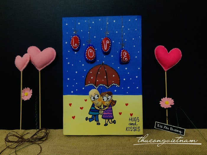 Tranh đá tình yêu (20*30cm)- Mẫu 3
