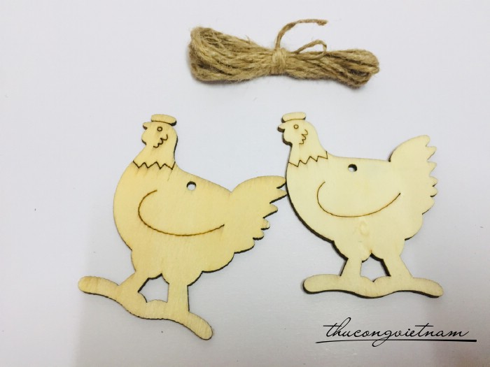 2 thẻ gỗ treo trơn - Gà trống