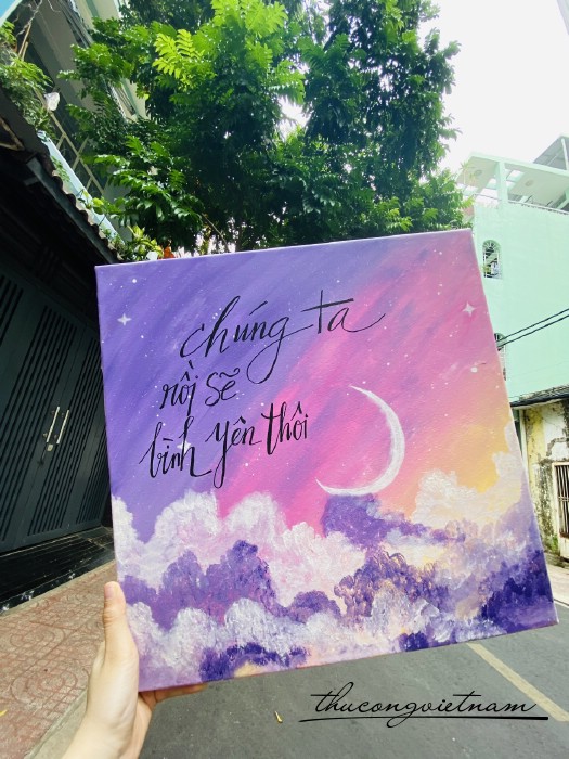 Khung tranh vải bố thông điệp 50*50cm- M2