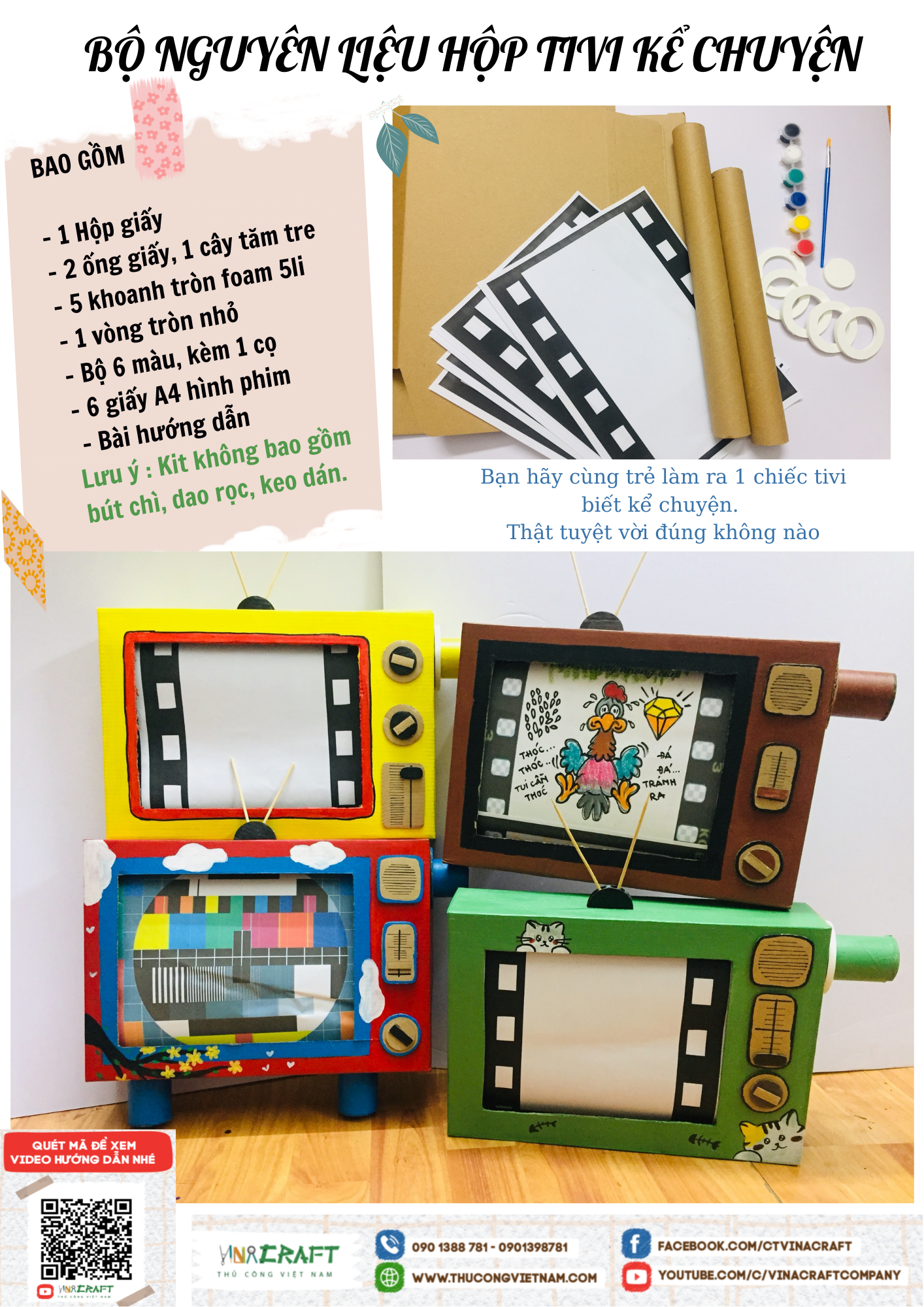 Bộ nguyên liệu hộp tivi kể chuyện (30*20*7.5cm)