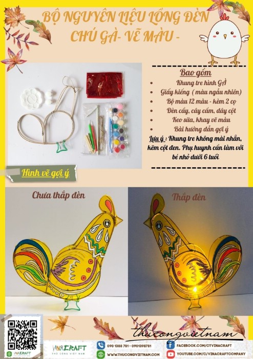 Bộ kit vẽ lồng đèn hình gà ( 20-30cm)