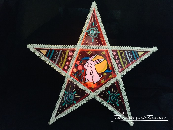 Lồng đèn ngôi sao giấy kiếng - Mẫu thỏ ngọc ( 50cm)