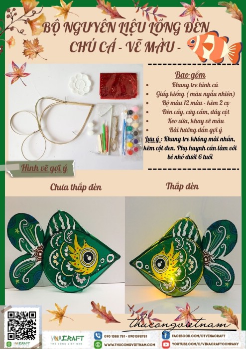 Bộ kit vẽ lồng đèn thú hình cá ( 20-30cm)