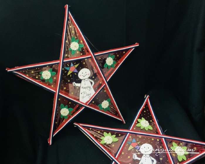 Lồng đèn ngôi sao giấy kiếng - Mẫu thỏ happy day (30cm)