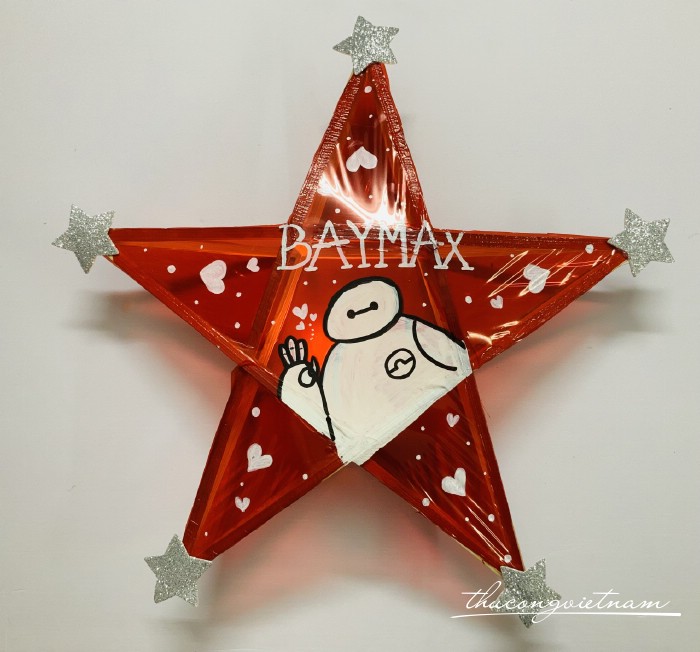 Lồng đèn ngôi sao giấy kiếng - Mẫu baymax (30cm)
