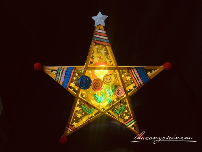 Lồng đèn ngôi sao giấy kiếng - Mẫu hoa tròn (40cm)