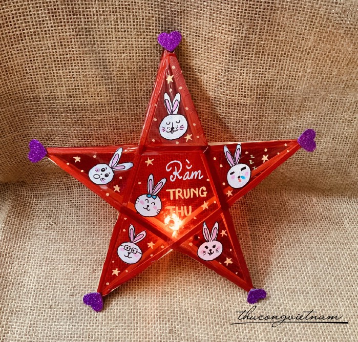 Lồng đèn ngôi sao giấy kiếng - Mẫu Rằm Trung Thu (30cm)