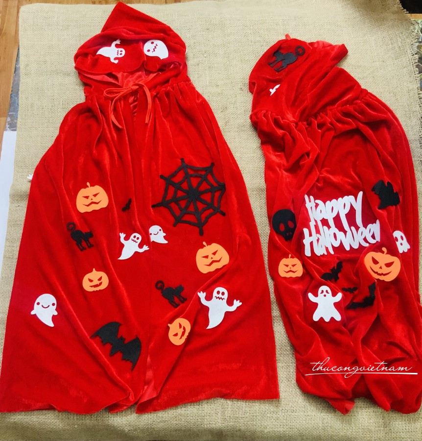Áo choàng Halloween- Đỏ vải nhung
