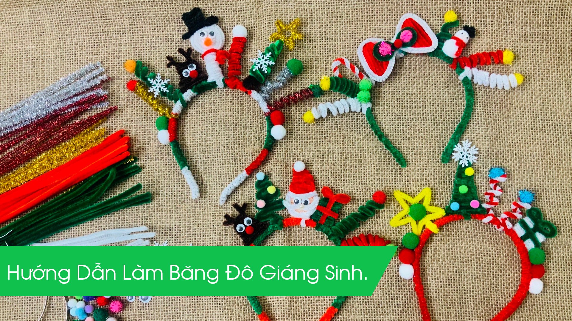 Hướng Dẫn Làm Băng Đô Giáng Sinh Từ Kẽm Nhung- Christmas Hair Band