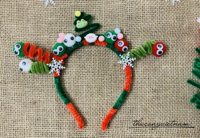 Băng đô kẽm nhung Giáng Sinh (17*22cm) - Cây thông và bé sâu