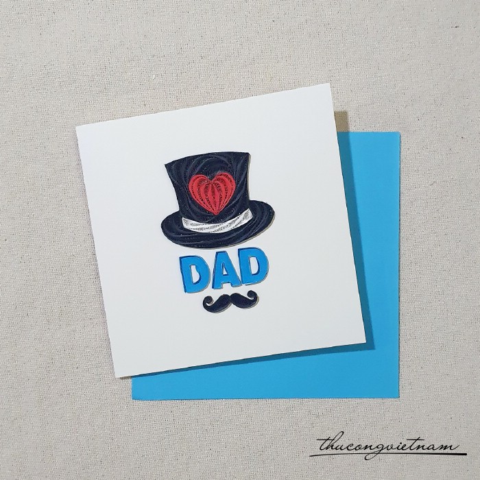 Thiệp quilling chữ Dad và nón 15*15cm