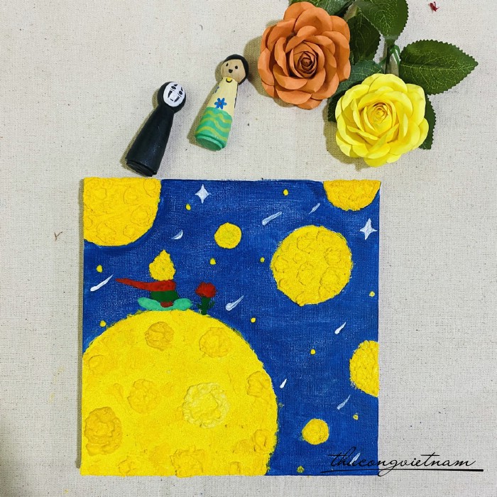 Khung tranh cát đã trang trí - Hoàng tử bé (20*20cm)