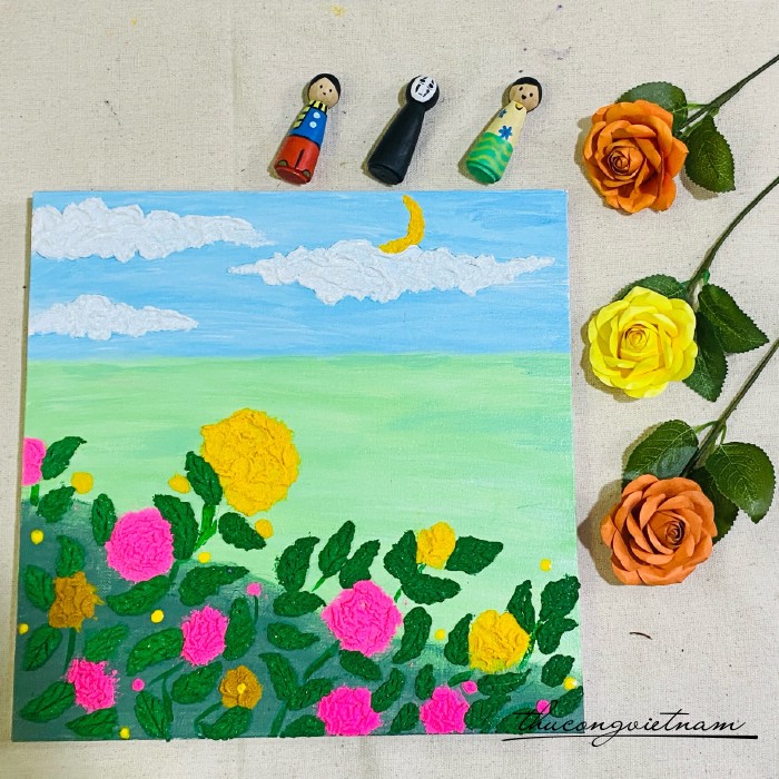 Khung tranh cát đã trang trí - Vườn hoa (30*30cm)