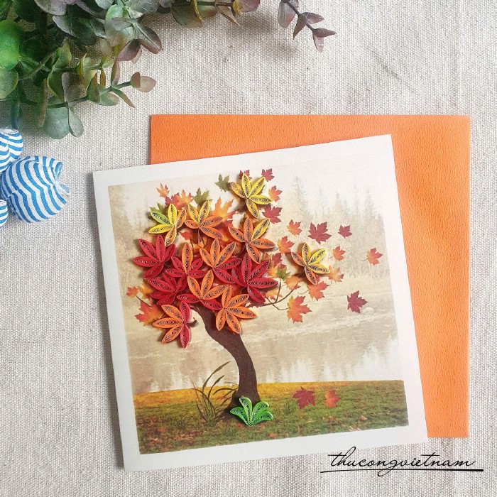 Thiệp quilling cây phong