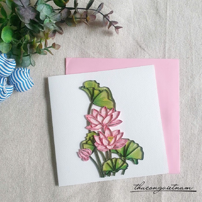 Thiệp quilling hoa sen