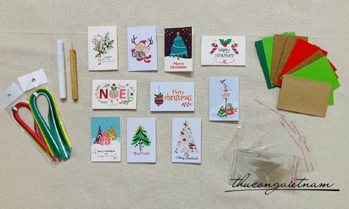 Bộ quilling dụng cụ làm 10 thiệp Giáng Sinh 6*9cm-M2