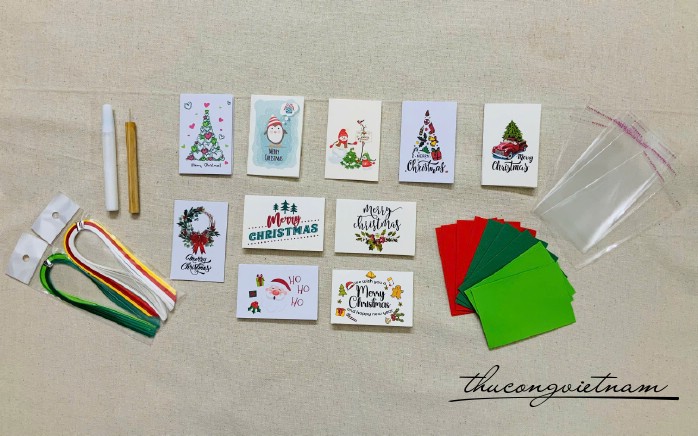 Bộ quilling dụng cụ làm 10 thiệp Giáng Sinh 6*9cm-M3
