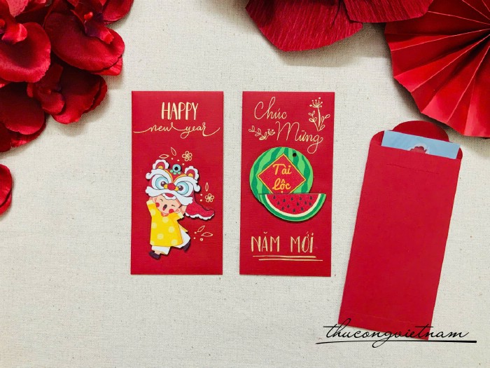 Set 2 bao lì xì handmade mẫu 45