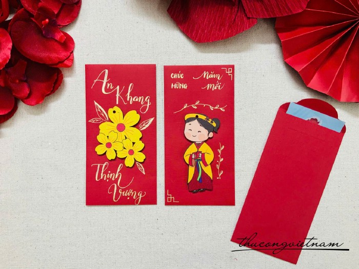 Set 2 bao lì xì handmade mẫu 48