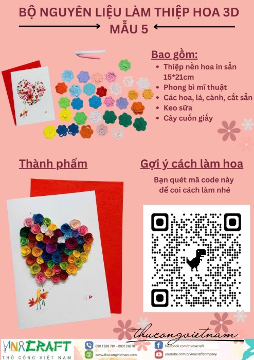 Bộ nguyên liệu làm thiệp hoa 3D- Mẫu 5