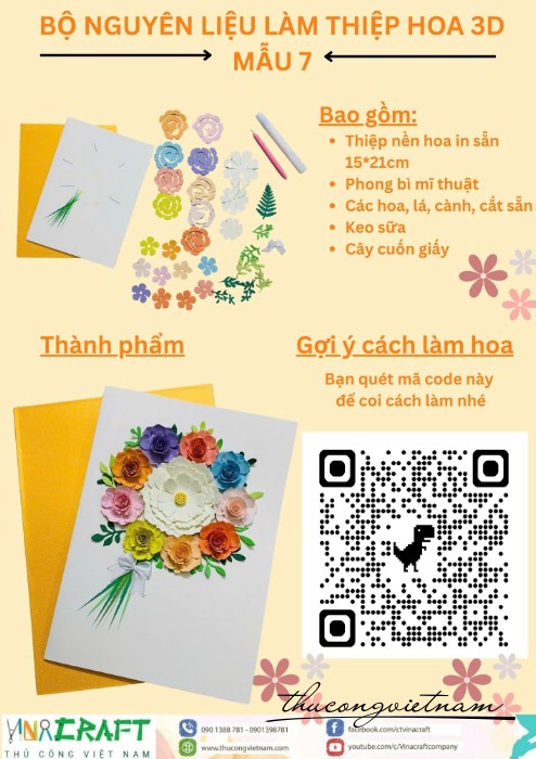 Bộ nguyên liệu làm thiệp hoa 3D- Mẫu 7