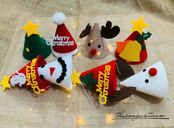 Nón chóp nỉ Giáng Sinh 12*15cm (nhiều mẫu)