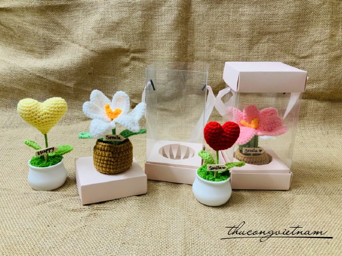 Lọ hoa len kèm hộp (nhiều mẫu)