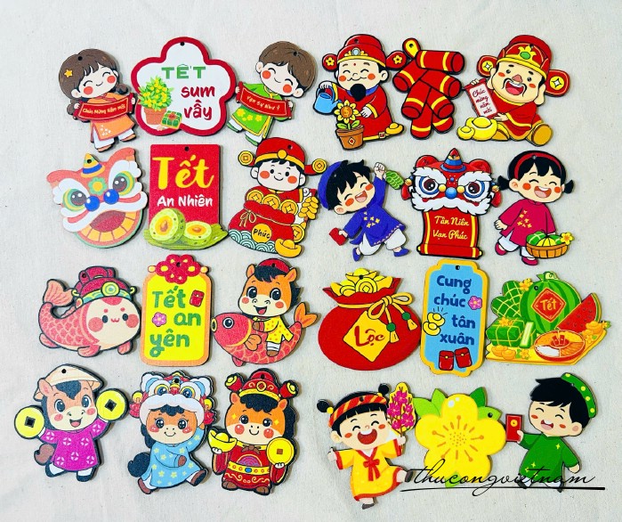 Set 10 Tag Gỗ Treo Trang Trí Ngày Tết (nhiều mẫu)
