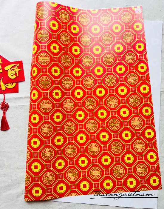 Giấy gói quà Tết 50*70cm- Họa tiết đồng xu