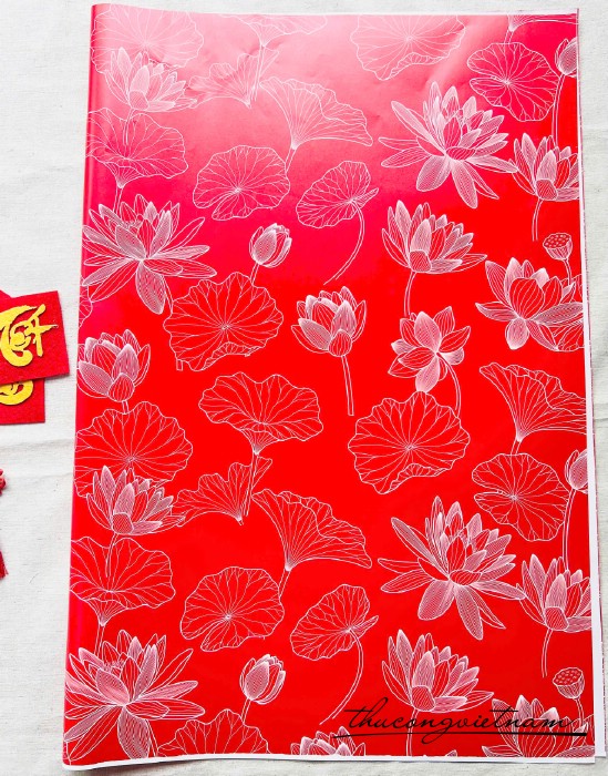 Giấy gói quà Tết 50*70cm- Họa tiết hoa sen