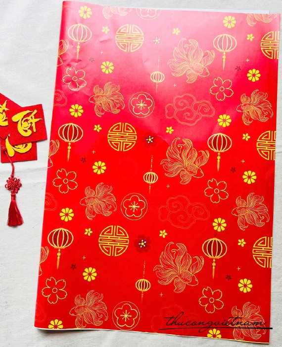 Giấy gói quà Tết 50*70cm- Đỏ May Mắn Rước Xuân