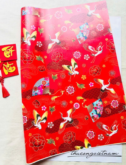 Giấy gói quà Tết 50*70cm- Hạc Vũ Phú Quý